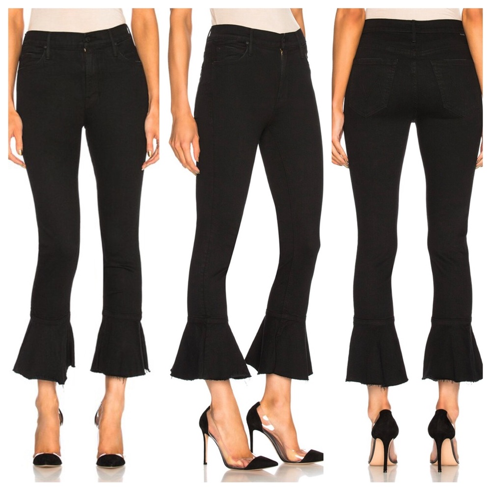 MOTHER 🖤 The Cha Cha Flay High Waist Flare Jean in Black Size 26